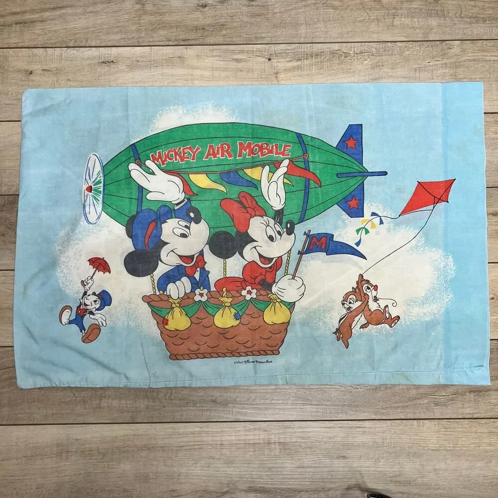 Vintage Mickey Mouse Air Mobile Balloon Pillowcase